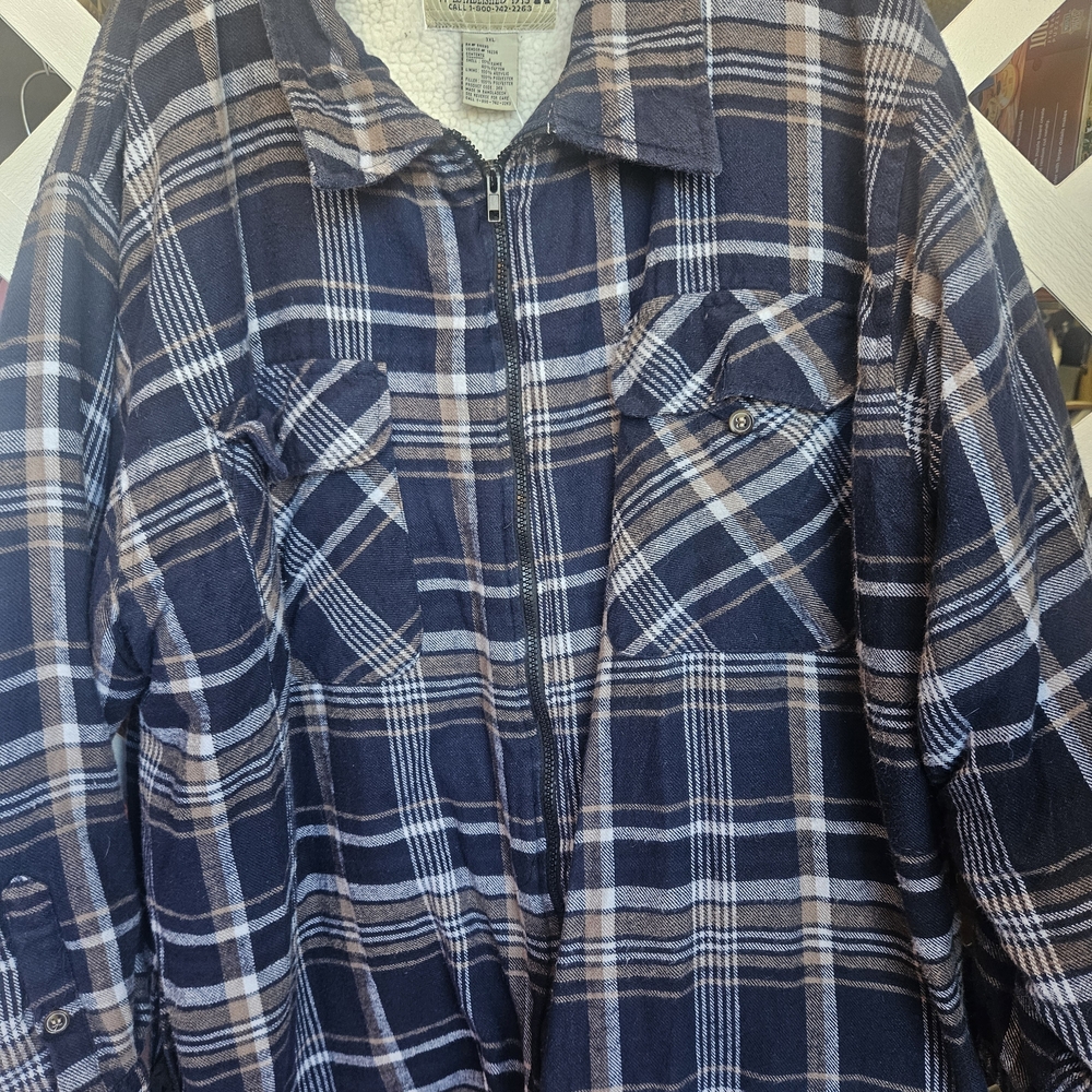 Navy Plaid Zip-Up Sweater for Men